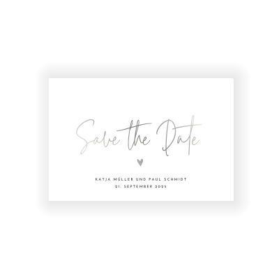 Moderne Save The Date Karte Mit Silberfolie