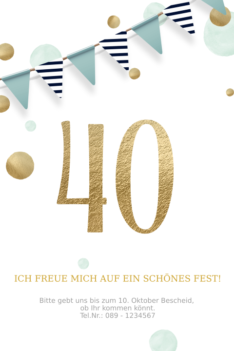 Coole Einladung Zum 40 Geburtstag Mit Konfetti Und Girlanden