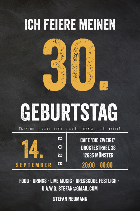 30. Geburtstag Einladung  Top Gesamtnote von 9,6