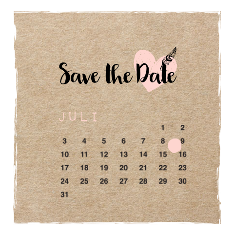 Angesagte Save the Date-Karte mit Kalender