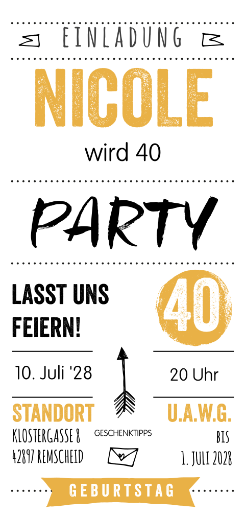 Einladungskarten Geburtstag 40 Hochwertige Karten