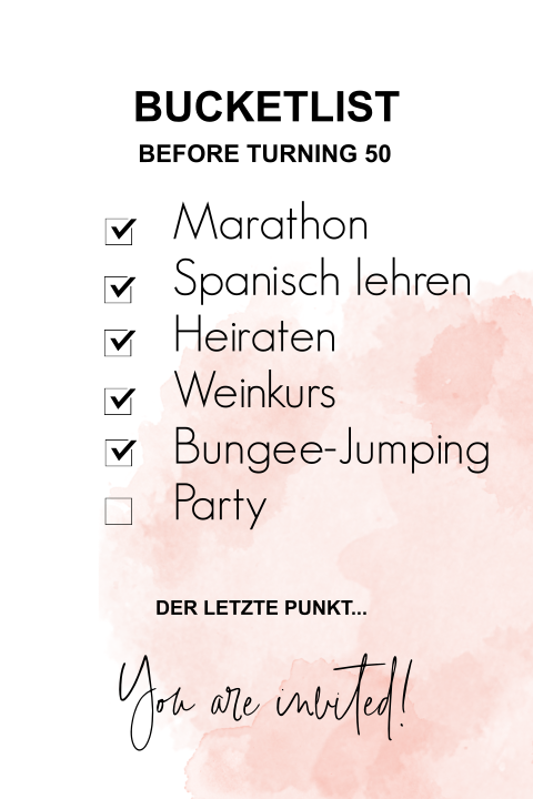 Einladung Zum 50 Geburtstag In Form Einer Bucketlist