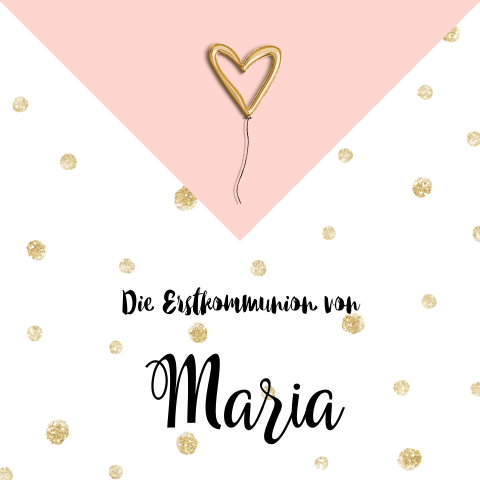 Einladung Erstkommunion Madchen In Gold Und Peach