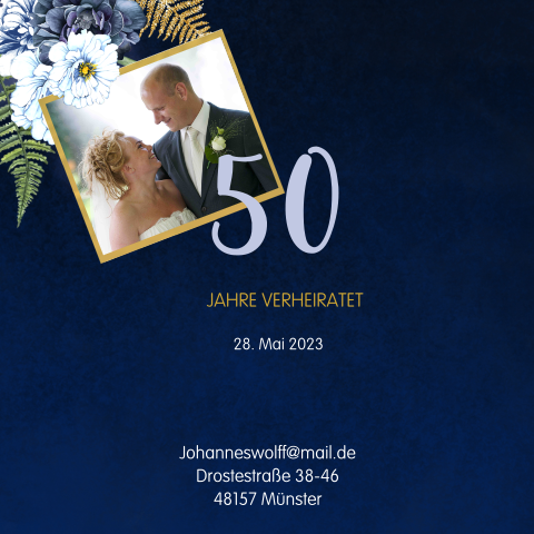 Einladung Zur Goldhochzeit Mit Dunklem Hintergrund Und Blumen