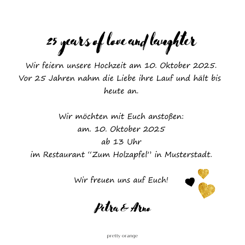 Einladung 25 Hochzeitstag Mit Konfette