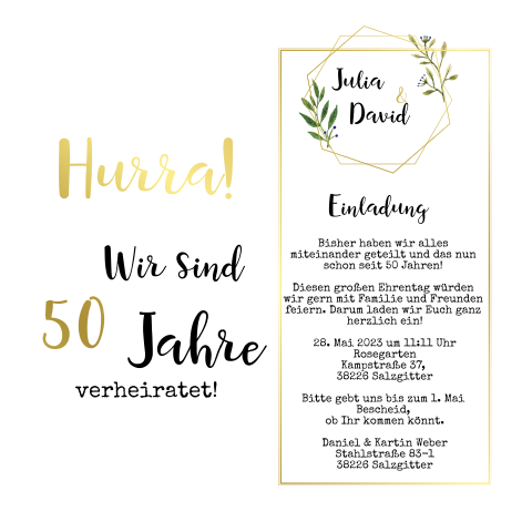 Goldene Hochzeit Gutschein