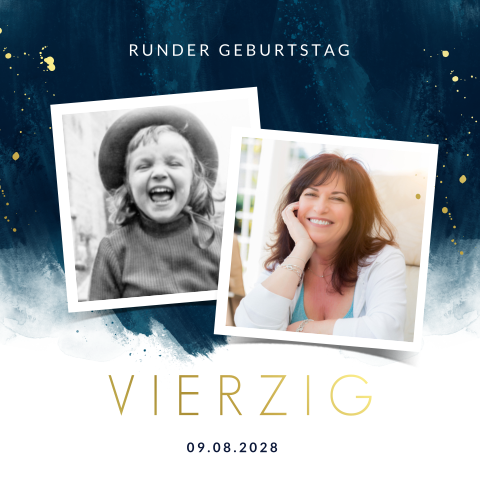 Moderne Einladung Zum 40 Geburtstag Mit Fotos Und Foliendruck