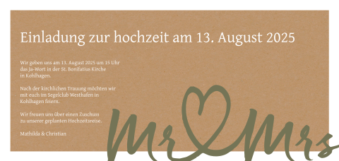 Stilvolle Hochzeitseinladung Mr Mrs Mit Goldenen Herzen