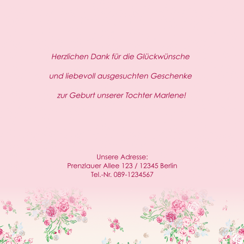 Susse Rosa Geburtskarte Mit Blumen Fur Eine Tochter