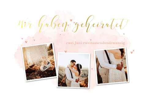 Wir Haben Geheiratet Karte Mit Goldfolie Und Romantischen Fotos