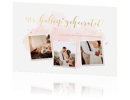 Wir Haben Geheiratet Karte Mit Goldfolie Und Romantischen Fotos