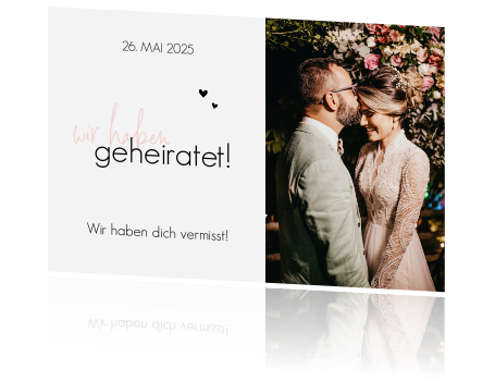 Stilvolle Wir haben geheiratet-Karte mit eigenem Paarfoto